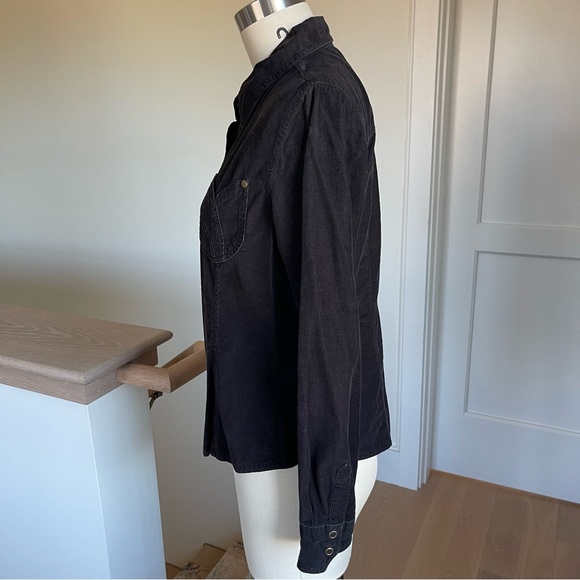 Gloria Vanderbilt Black Fine Rib Corduroy Cotton Snap Front Shirt, Women’s S - Picture 3 of 4